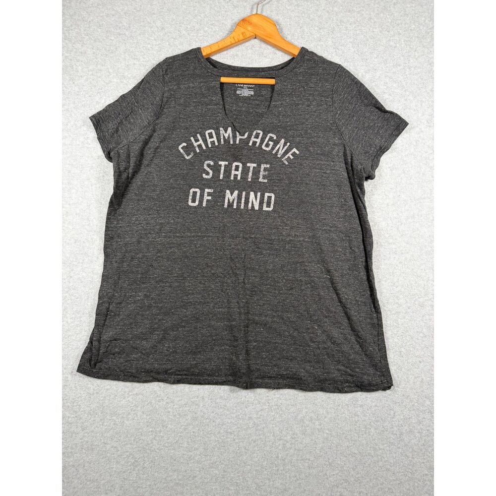 Lane Bryant Women's 14/16 Gray Champagne State of Mind Graphic Tee 0736
